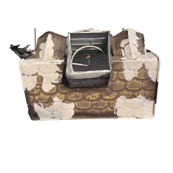 Metal Christmas House Lantern Santa Snowman Holiday Village Tealught Holder GUC - Picture 5 of 16